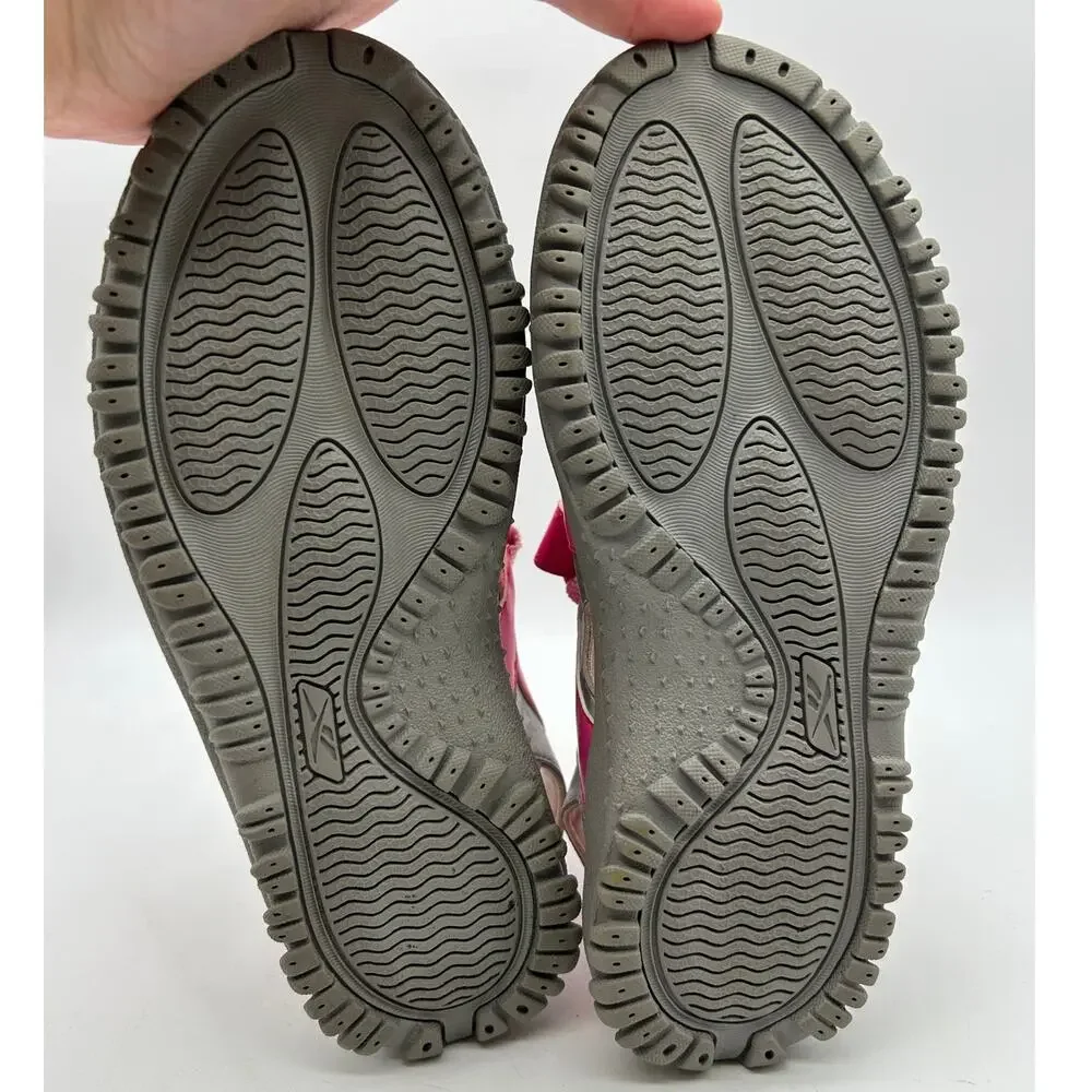 Reebok Wave Glider III Kids Sport Sandals SIZE 5 Pink Gray Hook & Loop Beach